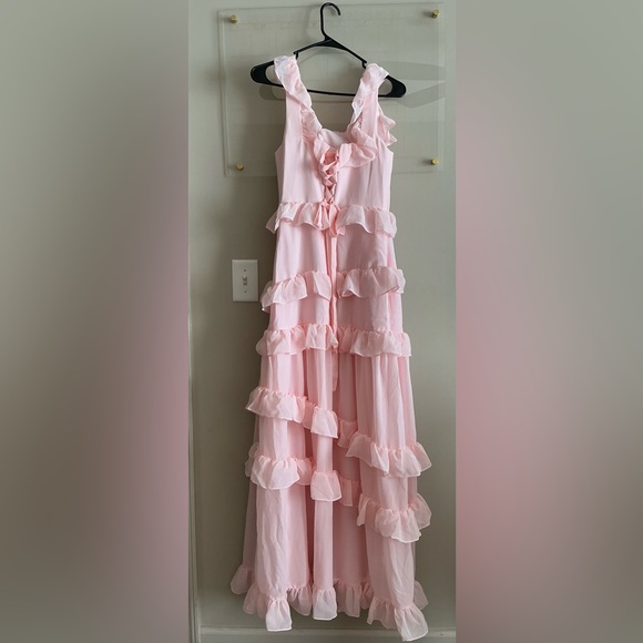 Pink Ruffled Maxi Dress - Picture 2 of 3